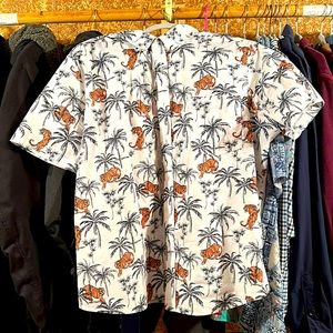 GOODFELLOW XL Tiger Safari Animal Print Slim Fit Poplin Button Down Shirt